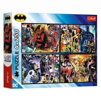 TREFL PUZZLE Puzzle - 4x250 elementów – Batman w akcji - Trefl 13310