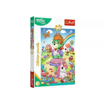 TREFL PUZZLE Puzzle z Brokatem Treflik Family 100 el. Brokat Trefliki Trefl 14833