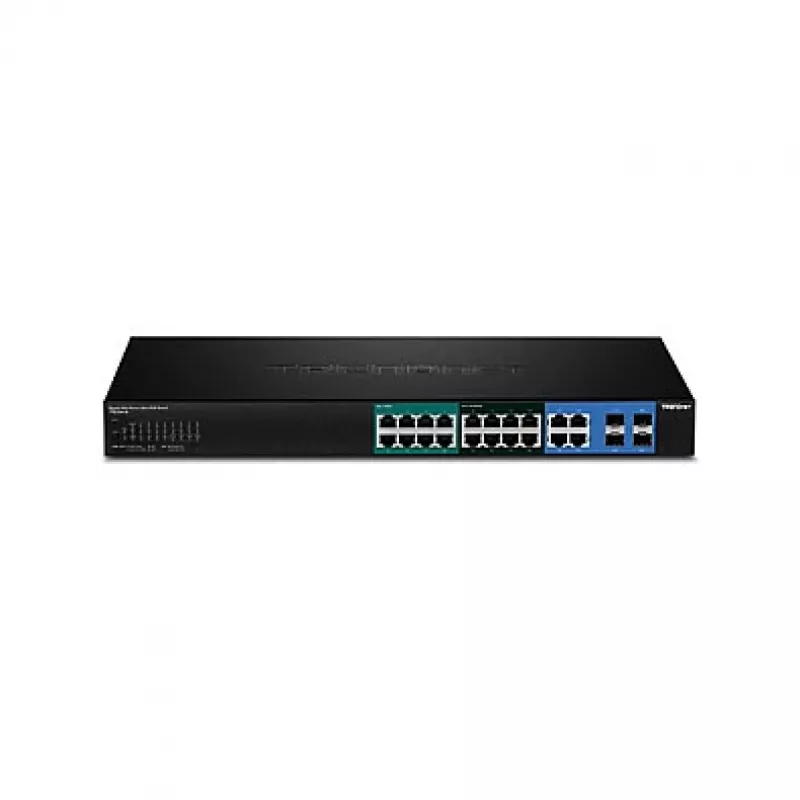 TRENDnet TPE-204US 20-portowy Gigabit Web Smart Switch UPoE, budżet PoE 370W, 8 portów UPoE, montaż w szafie 19 inch