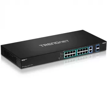 TRENDnet TPE-TG182F 18-portowy przełącznik Gigabit High Power PoE+, 16 portów PoE+, budżet 240 W, 2 porty uplink, do montażu w szafie Rack