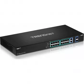 TRENDnet TPE-TG182F 18-portowy przełącznik Gigabit High Power PoE+, 16 portów PoE+, budżet 240 W, 2 porty uplink, do montażu w szafie Rack