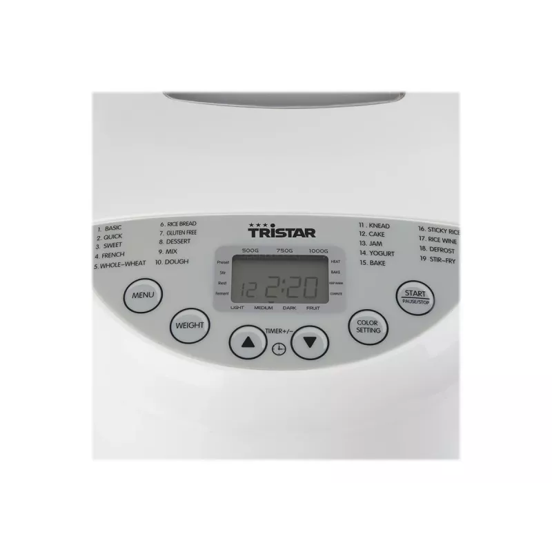 Tristar BM-4586 Wypiekacz do chleba 550W, 19 programów, 750g-900g, LCD, misa nieprzywierająca, czarny