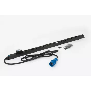 TRITON RAB-PD-X53-A1 Pionowy PDU do szafy Rack, 24-gniazdowa listwa zasilająca 400V 32A trójfazowa, 20x C13 + 4x C19, wtyk CEE 32A, 22kW, 0U, czarna