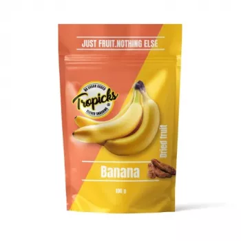 Tropicks Dried Banana 100 g – Chrupiące Słodkie Chipsy Bananowe z Olejem Kokosowym i Miodem