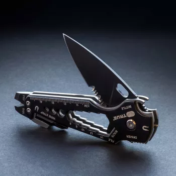 True Utility Smartknife+ Składany nóż wielofunkcyjny z 8 funkcjami, czarny (TU6869)