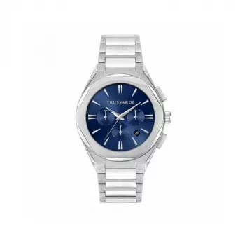 Zegarek męski Trussardi T-Light kwarcowy R2453156004 44mm niebieska tarcza srebrna bransoleta mesh