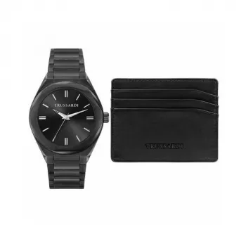 Zegarek męski Trussardi R2453156007 42mm Niebieska tarcza Brązowy pasek skórzany