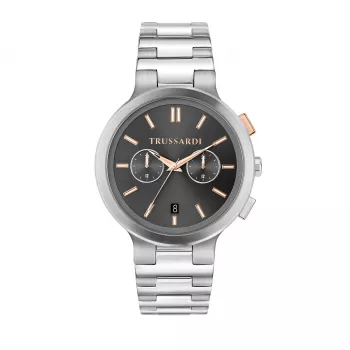 Zegarek męski Trussardi R2453164005 43mm Niebieska tarcza Niebieski skórzany pasek Kwarcowy