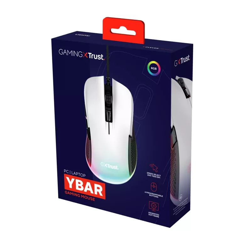 Trust GXT 922W Ybar Optical USB Gaming Mouse, 6400 DPI, RGB, Black