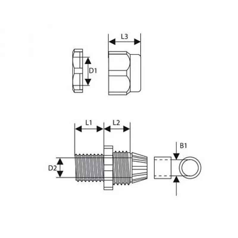 TRYTYT PG-7 Dławik kablowy jasnoszary z odciążeniem, IP68, poliamid, 3-6.5mm