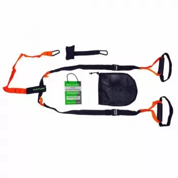 Tunturi 14TUSFU154 Suspension / Sling Trainer – Regulowane pasy do ćwiczeń z ciężarem własnym ciała z kotwicą do drzwi, czarno-żółty