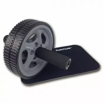 Tunturi Exercise Wheel Deluxe 14TUSFU270 – Ab Roller z matą na kolana, ergonomiczne uchwyty, koło 180 mm, czarno-czerwony