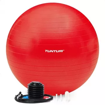 Tunturi Gymball Anti Burst Piłka Gimnastyczna z Pompką 55 cm, Czerwona