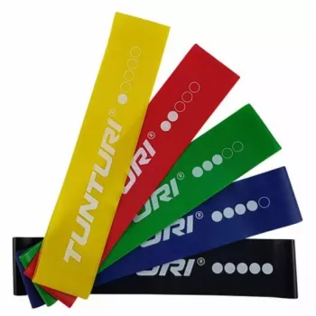 Tunturi Mini Zestaw Gum Oporowych – 5 Pętli, 5 Poziomów Oporu, Naturalny Lateks, z Torbą