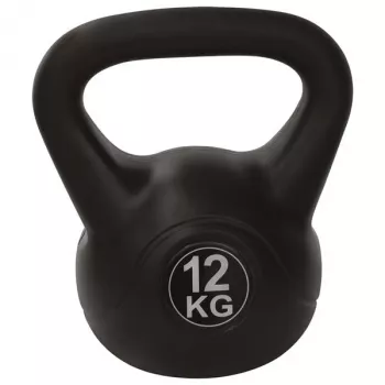 Tunturi PE Kettlebell 12kg (Czarny) - Trwałe odważnik do treningu siłowego