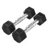 Tunturi Platinum Hex Rubber Dumbbell 2kg Para - Sześciokątne hantle gumowane, chromowany uchwyt z rowkowaniem