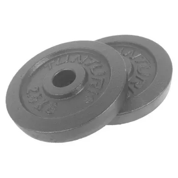 Tunturi Obciążenie 2,5 kg (para) – czarne żeliwne talerze z otworem 30 mm