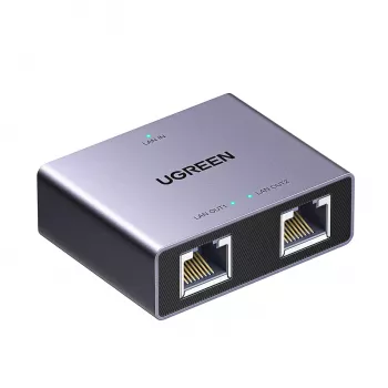 UGREEN Rozdzielacz Ethernet 1-na-2 Gigabit, 1000Mbps Adapter Sieci LAN, RJ45 Męski na 2 Żeńskie, Pasywny, Czarny