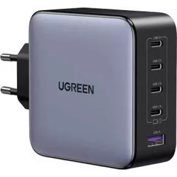 UGREEN 100W GaN Tech 5-w-1 Szybka Ładowarka Ścienna, 4x USB-C i 1x USB-A, Czarny (35536)