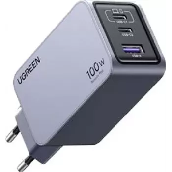 UGREEN 100W GaN Tech Nexode Pro Szybka Ładowarka Ścienna, 1x USB-A i 2x USB-C, Space Grey (15203)