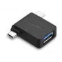 UGREEN 2 w 1 Adapter Micro USB Męski + USB Type C Męski do USB 3.0 Żeński Czarny