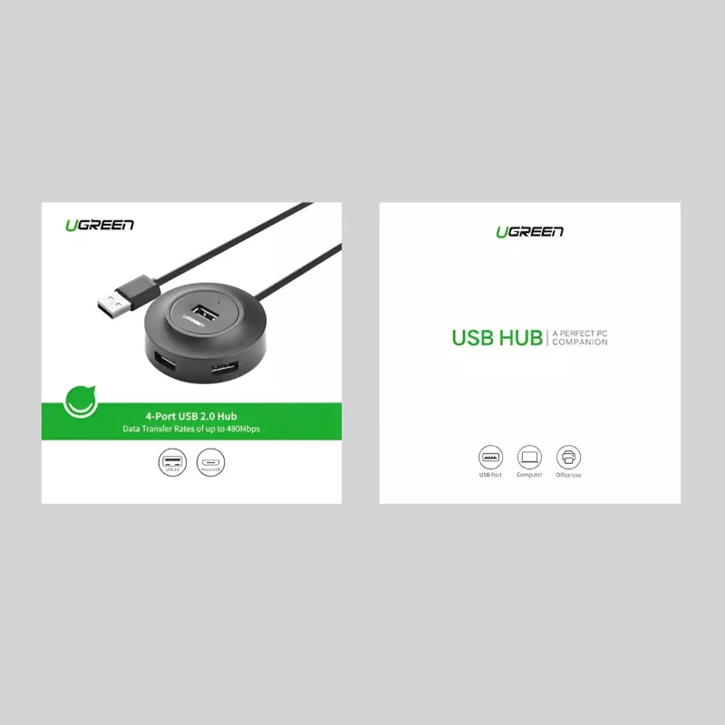 UGREEN 4-in-1 USB 2.0 Hub (20777) - Czarny