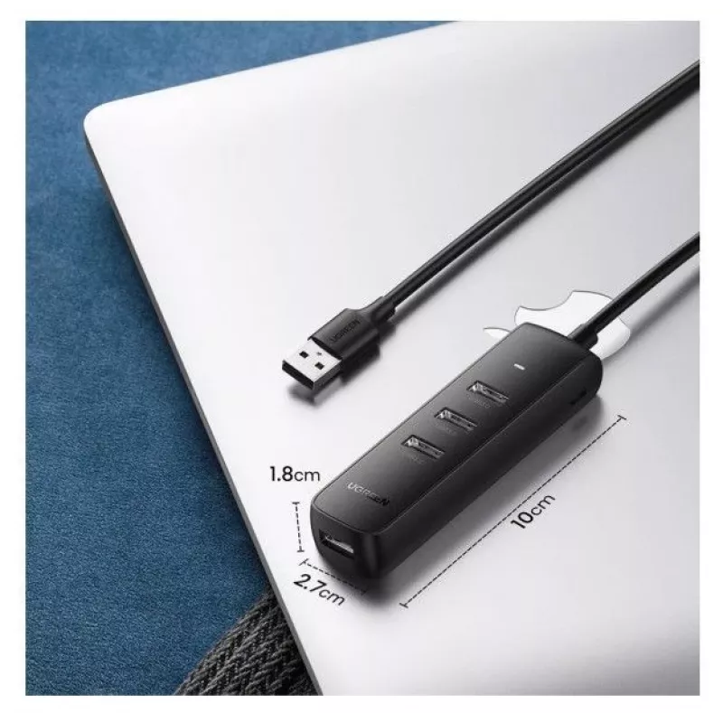 UGREEN 4-in-1 USB Hub 4x USB-A 3.0 PD DC 12V 0.25m Czarny (CM416 10915)