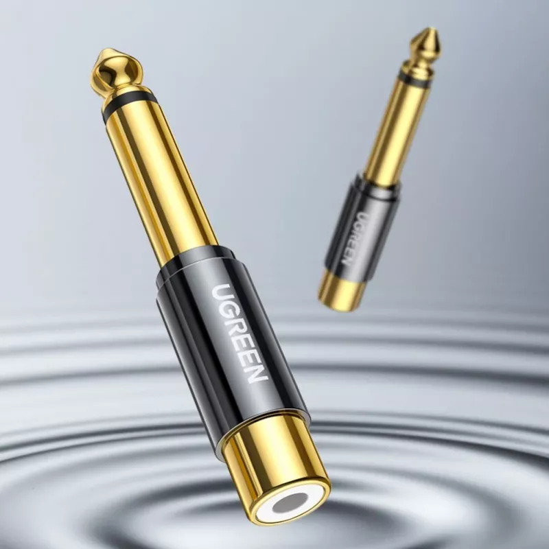 UGREEN 6.35mm Jack na RCA Żeński Złoty Adapter AV169 80731