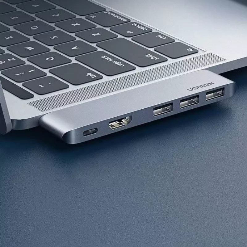 UGREEN 60559 USB-C Docking Station 9-in-1 Hub z 4K HDMI, 3x USB 3.0, Gigabit Ethernet, SD/MicroSD, 100W PD, Srebrny