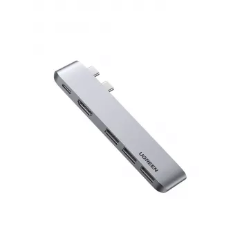 UGREEN 60559 USB-C Docking Station 9-in-1 Hub z 4K HDMI, 3x USB 3.0, Gigabit Ethernet, SD/MicroSD, 100W PD, Srebrny