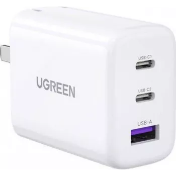 UGREEN 65W szybka ładowarka USB-C z portem USB-A - 3-portowa ładowarka sieciowa, PD3.0/QC4.0+, Non-GaN, czarna (90496)