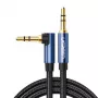 UGREEN Kabel AUX kątowy 2 x Mini Jack 3.5 mm 1m Niebieski (AV112)