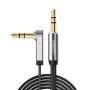 UGREEN AV119 Kabel aux 3,5 mm płaski, kątowy, 1,5 m - czarny/srebrny
