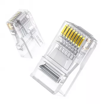 UGREEN Cat6 RJ45 Wtyki Modularne - Przezroczyste ze Złotymi Stykami (10 sztuk)