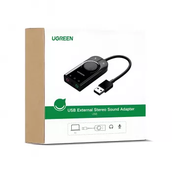 UGREEN CM129 USB-A na 3,5 mm zewnętrzny adapter dźwięku stereo - czarny