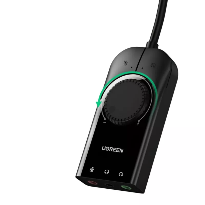 UGREEN CM129 USB-A na 3,5 mm zewnętrzny adapter dźwięku stereo - czarny