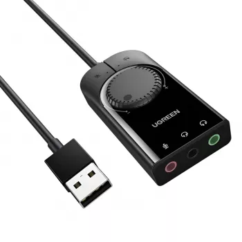 UGREEN CM129 USB-A na 3,5 mm zewnętrzny adapter dźwięku stereo - czarny