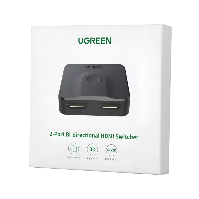 UGREEN CM217-50966 2-w-1 Dwukierunkowy Przełącznik HDMI 4K - Czarny