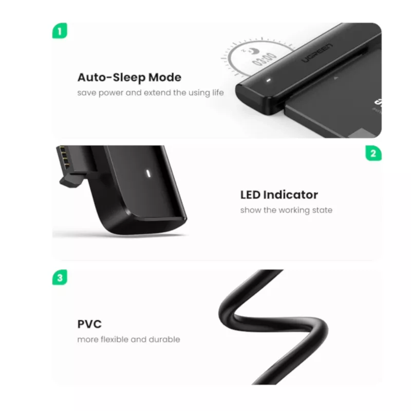 UGREEN CM321 USB-C na 2,5 inch SATA HDD/SSD kabel konwerter 5Gbps czarny