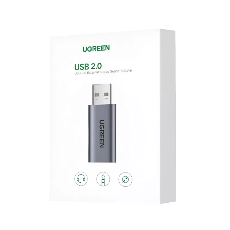 UGREEN CM383-80864 USB-A do 3,5 mm Audio Jack Zewnętrzna Karta Dźwiękowa - Srebrny