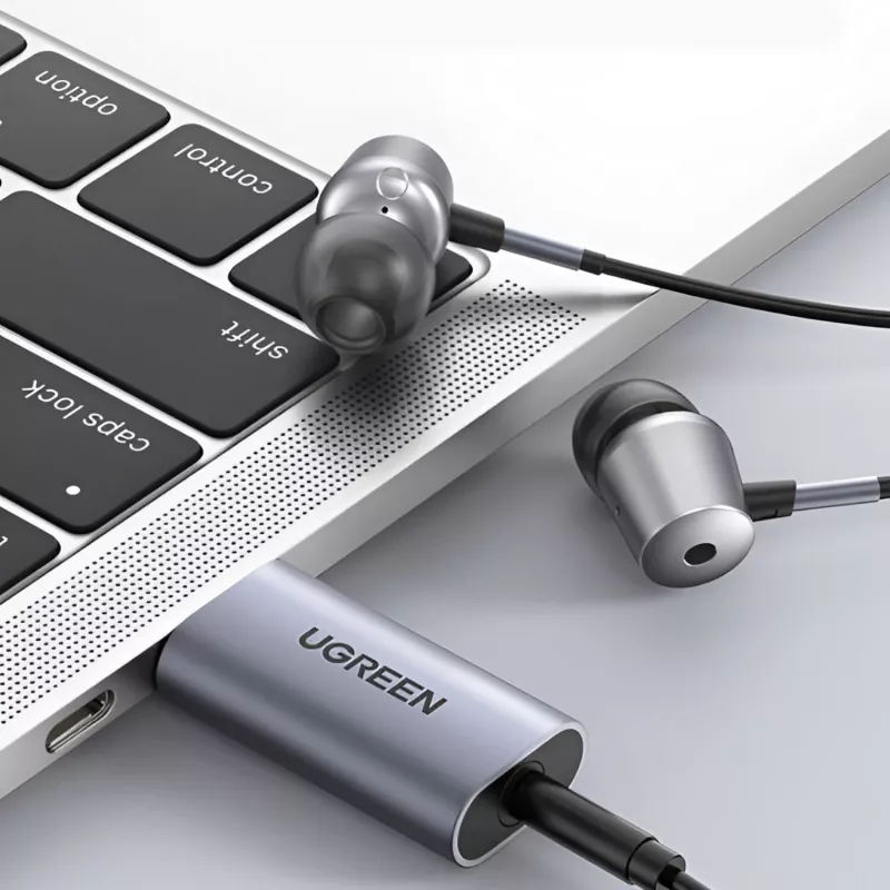 UGREEN CM383-80864 USB-A do 3,5 mm Audio Jack Zewnętrzna Karta Dźwiękowa - Srebrny