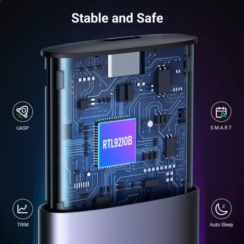 UGREEN CM400-90264 M.2 NVMe/SATA SSD Obudowa 10Gbps USB-C 3.2 Gen 2 Bezśrubowa Aluminiowa Srebrna