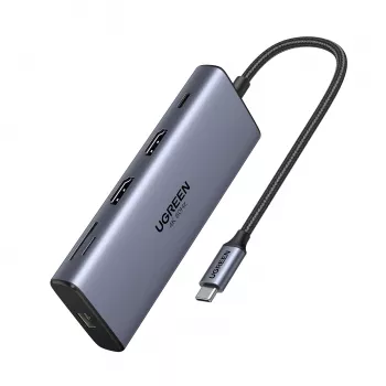 Ugreen CM639 USB-C 10-in-1 Hub z 2x HDMI, 2x USB, RJ45, SD/TF, PD 100W