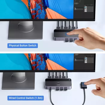 UGREEN CM664 KVM Switch HDMI 2x1 4K@60Hz Czarny