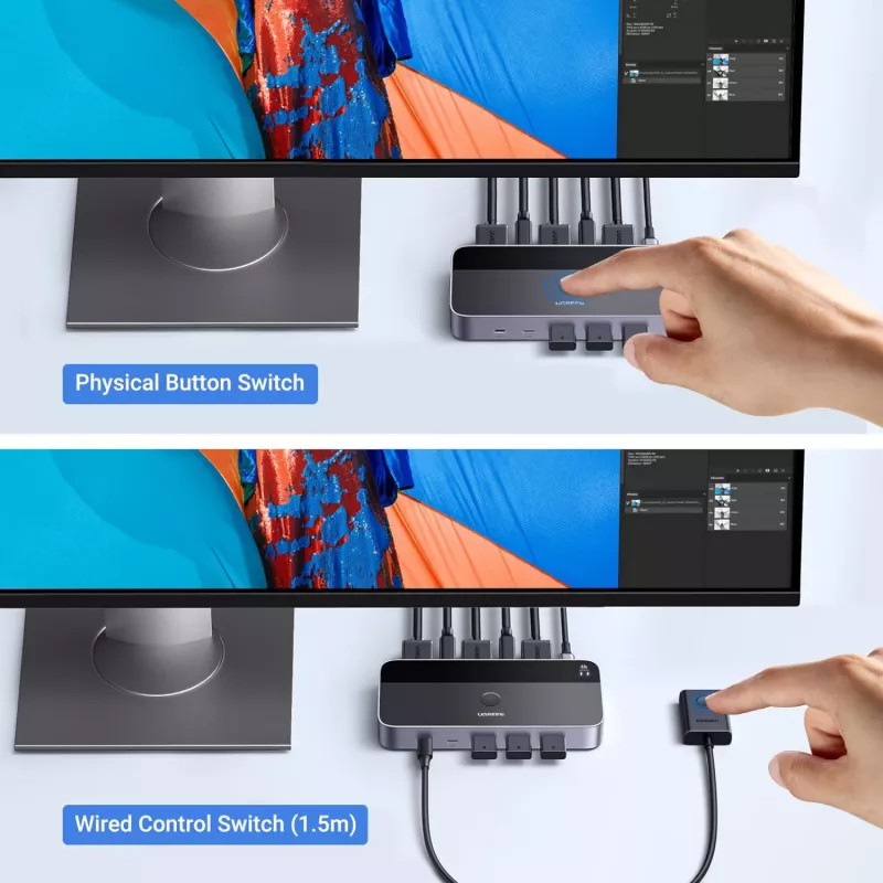 UGREEN CM664 KVM Switch HDMI 2x1 4K@60Hz Czarny