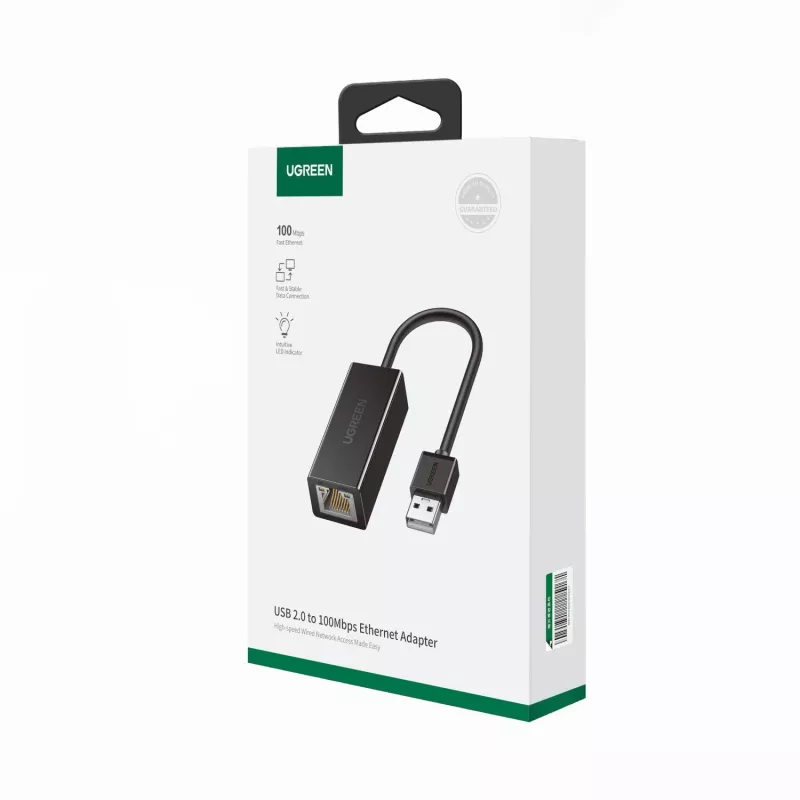 UGREEN CR110 USB 2.0 do RJ45 Adapter Ethernet - Czarny