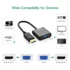 UGREEN DisplayPort Męski na VGA Żeński Konwerter, Adapter Aktywny, Full HD 1080p, Pozłacany, Czarny