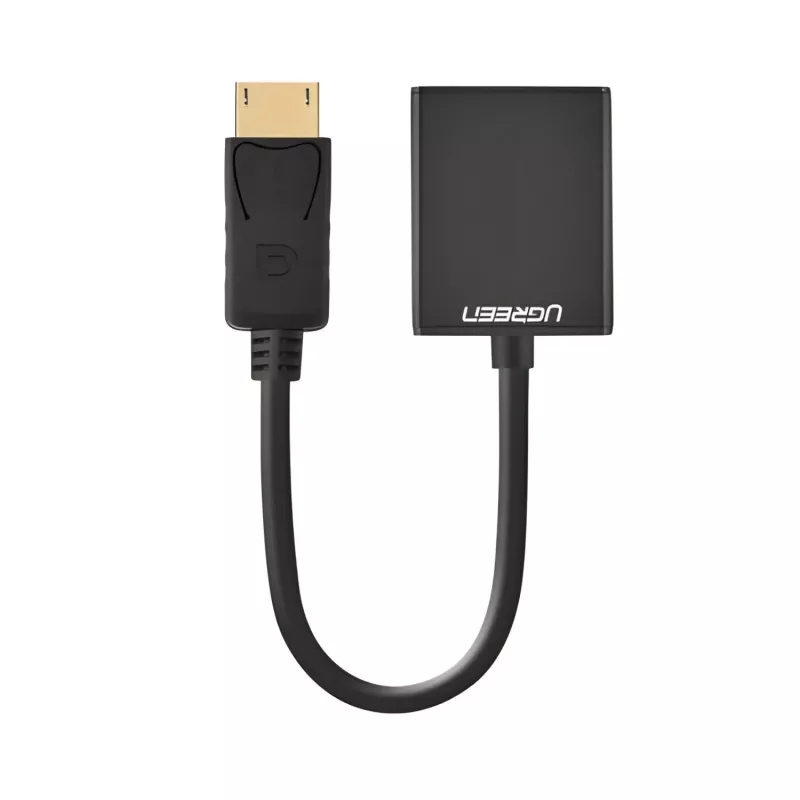 UGREEN DisplayPort Męski na VGA Żeński Konwerter, Adapter Aktywny, Full HD 1080p, Pozłacany, Czarny