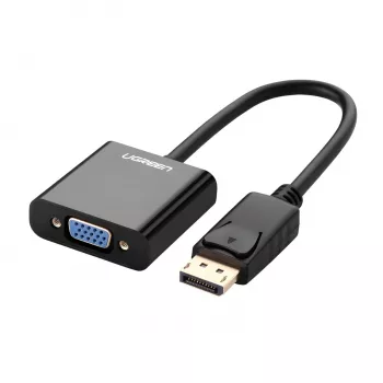 UGREEN DisplayPort Męski na VGA Żeński Konwerter, Adapter Aktywny, Full HD 1080p, Pozłacany, Czarny