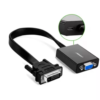 UGREEN DVI-D 24+1 na VGA aktywny adapter wideo (męski na żeński) – czarny
